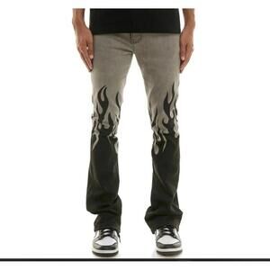 Kdnk Mens Flame Skinny Flare Jeans Size 30